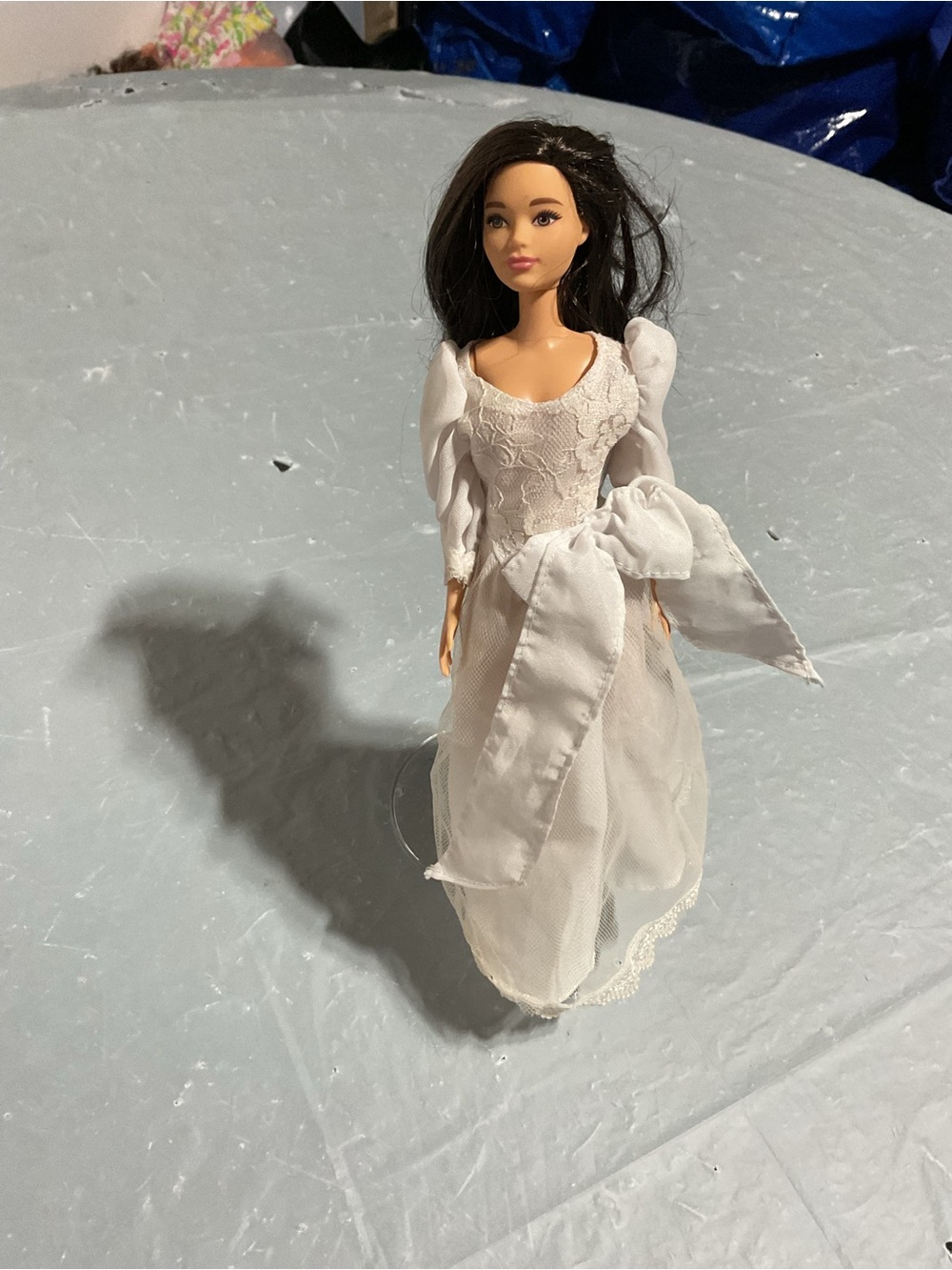White Lace Formal Doll Dress on Barbie Doll